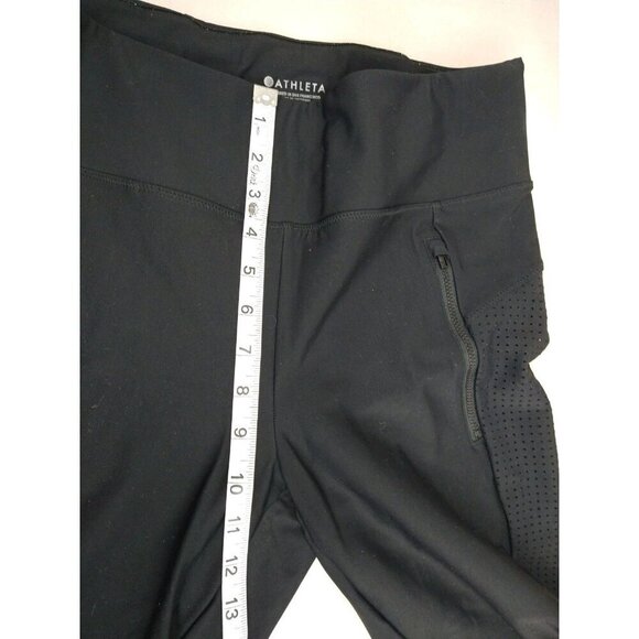 Athleta Mercurial Crop Flare Pants Women's Medium Black Stretch Nylon Mesh - Picture 3 of 14